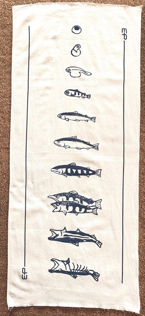 日本手ぬぐい　鮭